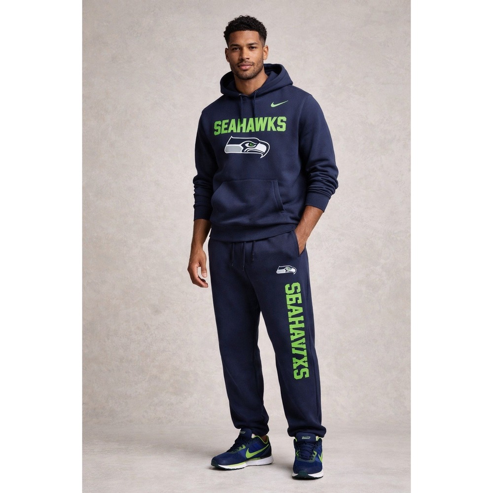 Seattle Seahawks Sweatpants Men's S Navy Nike NFL Fleece Lined Pants Relaxed